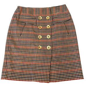 Etcetera Women's Plaid Pencil Skirt Sz 10 Brown Lined Pockets Back Slit Career